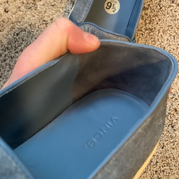 Vince Blair Embossed Suede Sneaker Slip On Denim Indigo Shoe - Picture 9 of 12